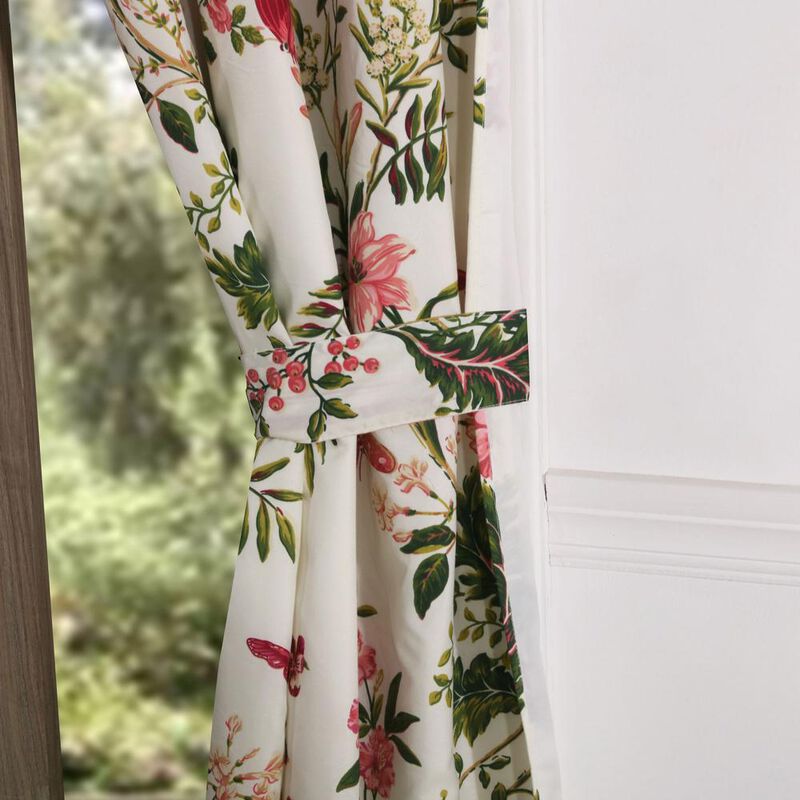 Greenland Home Fashion Butterflies Window Curtain Panels Pair with 2 Matching tie backs - 2 - piece - Multi 42x84"