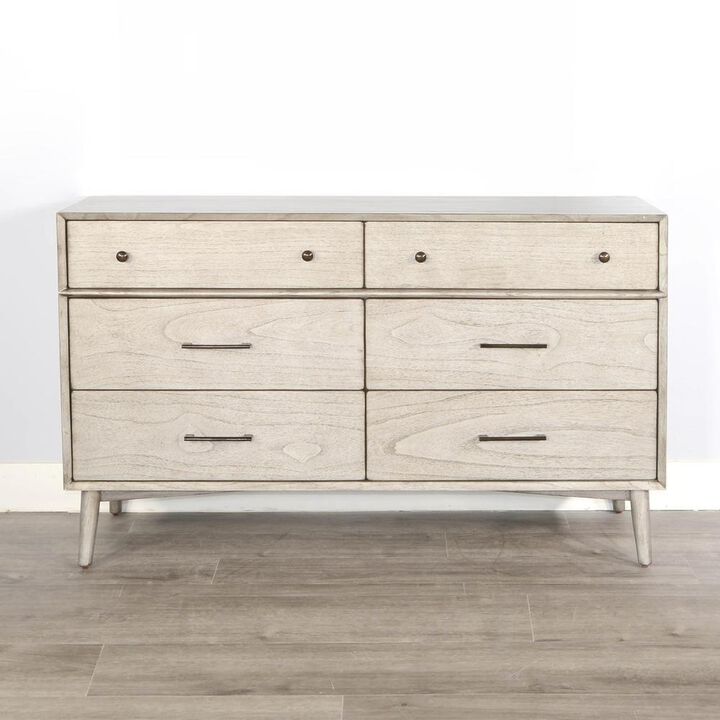 Sunny Designs American Modern 6-Drawer Mindi Wood Dresser in Modern Gray