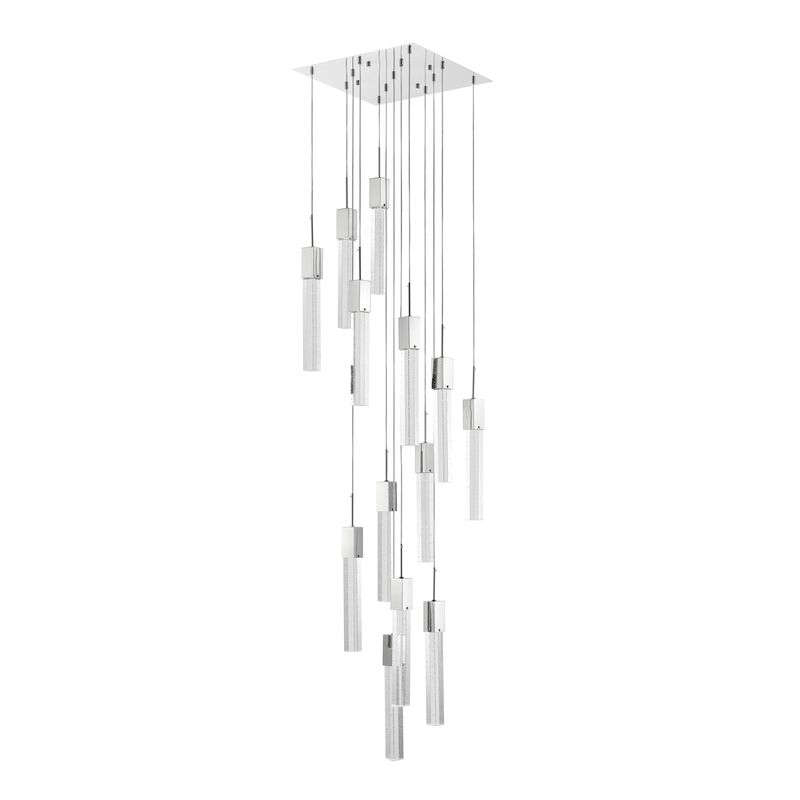 Sparkling Night Chandelier Chrome Metal and Acrylic 13 LED Light Dimmable Extra Large