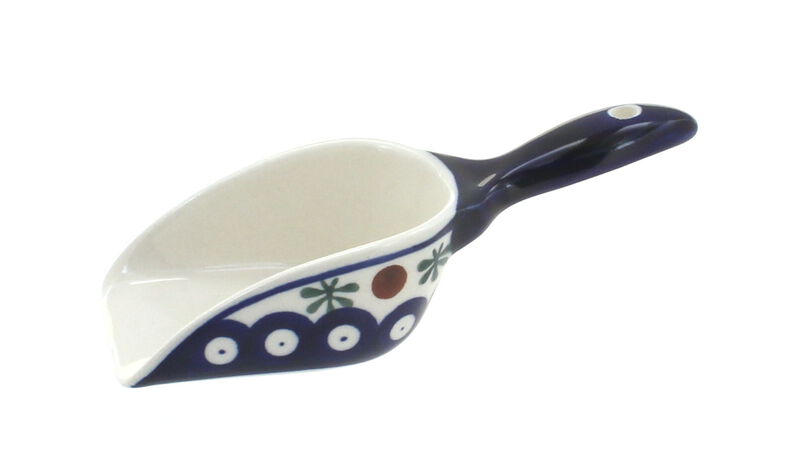 Blue Rose Polish Pottery Mosaic Flower Scoop