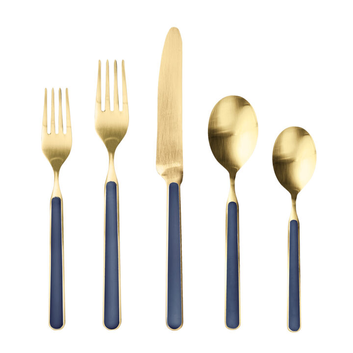 Fantasia 20-Piece Flatware Set in Ice Gold Cobalt