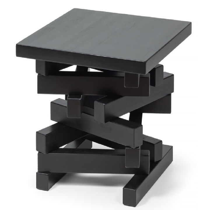 Scandinavian Style Design Premium Black Modern Hardwood End Table, Coffee Table