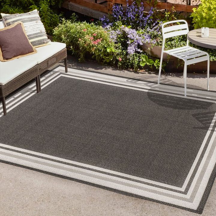 James Modern Border Stripe Indoor/Outdoor Area Rug