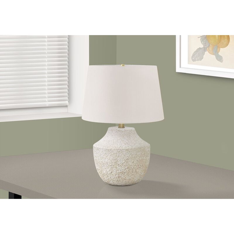 Monarch Specialties I 9729 - Lighting, 20"H, Table Lamp, Cream Concrete, Ivory / Cream Shade, Modern