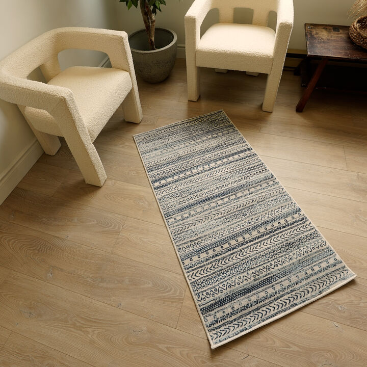 Havana Contemporary Boho Blue Navy Indoor Area Rug