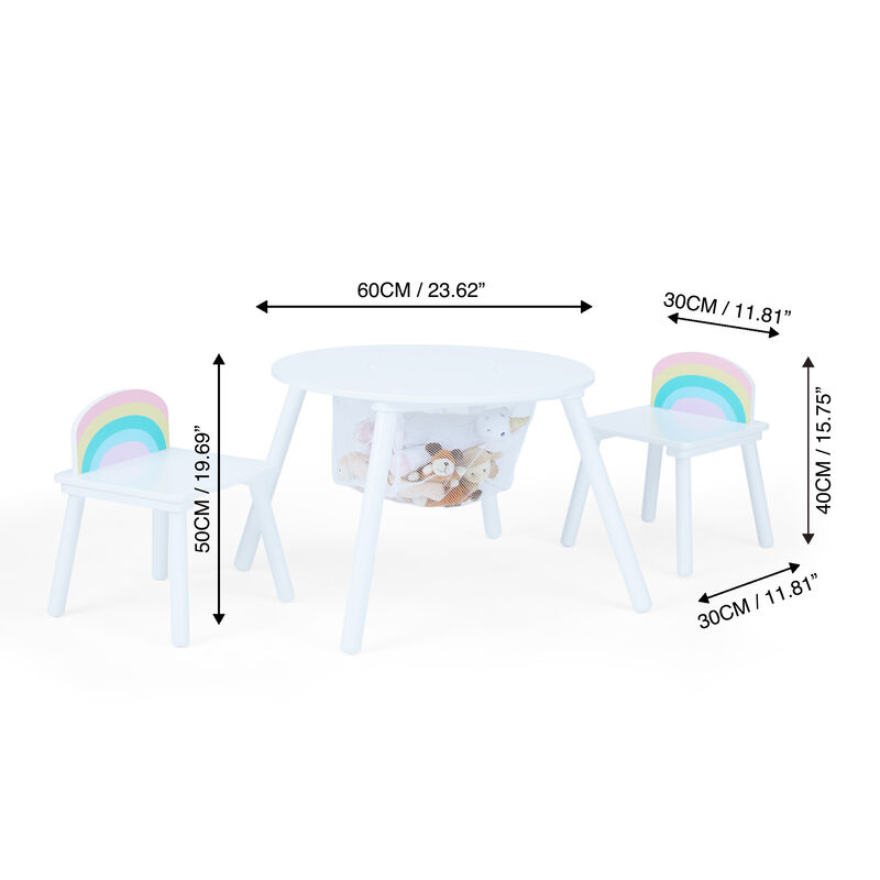 Fantasy Fields - Rainbow Fishnet Play Table & Chairs Kids Furniture - White
