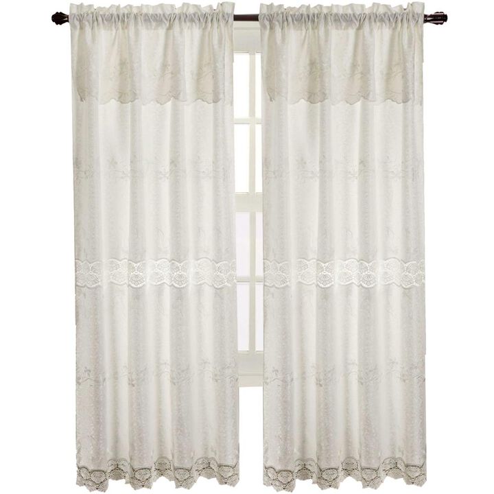 RT Designers Collection Alisa Macrame Rod Pocket Window Room Darkening Panel 54" x 84" White