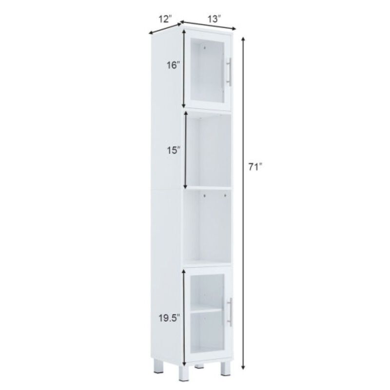 71 Inch Tall Tower Bathroom Storage Cabinet and Organizer Display Shelves for Bedroom