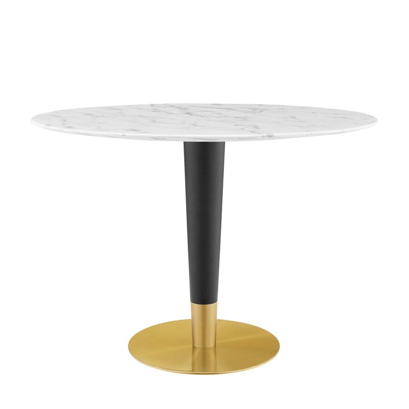 Modway - Zinque 42" Oval Artificial Marble Dining Table Gold White