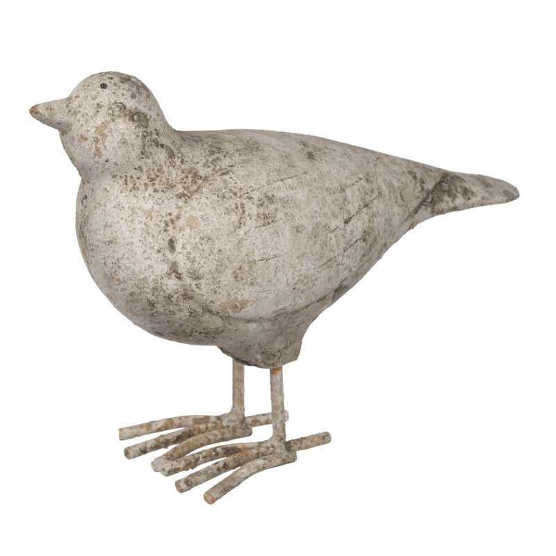 8 Inch Seagull Figurine Sculpture, Cement Table Statue, Weathered White - Benzara