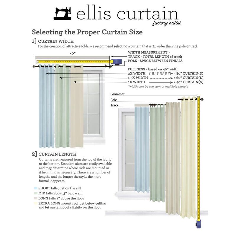 Ellis Curtain Cotton Voile 1.5" Rod Packet Tailored Curtain Panel Pair for Windows 80" x 63" Natural