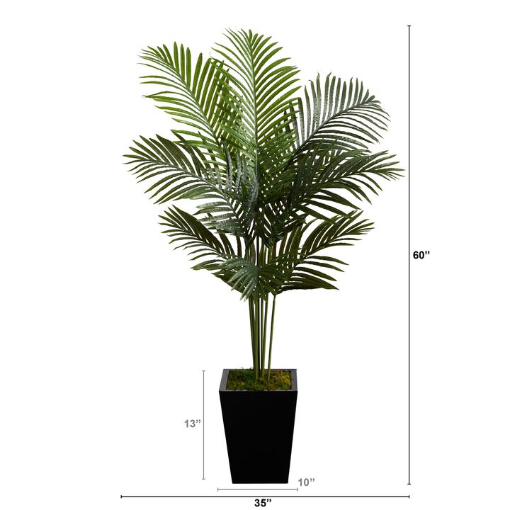 HomPlanti 5 Feet Paradise Palm Artificial Tree in Black Metal Planter