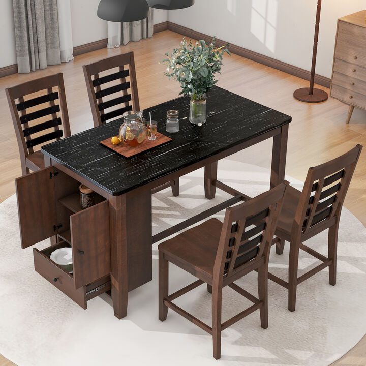 Merax Solid Wood Dining Table Set with Storage