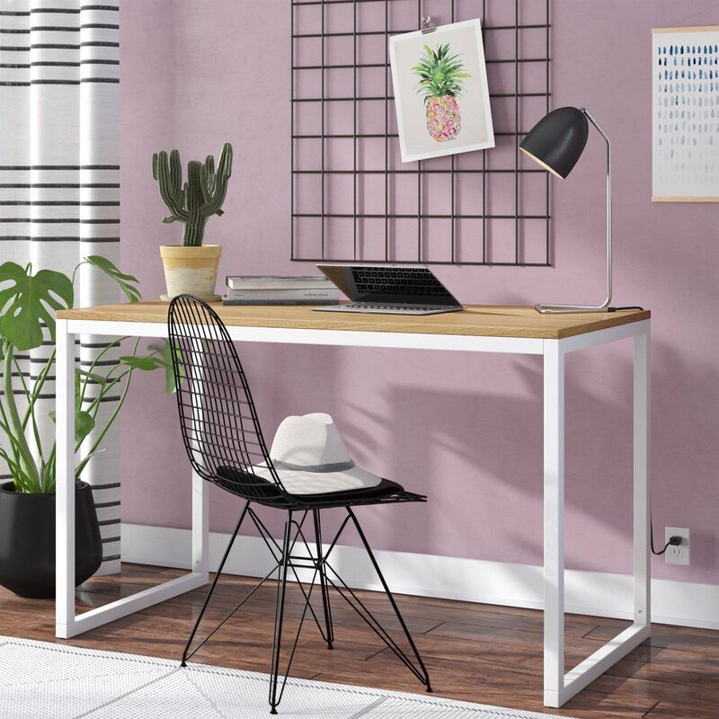 Hivvago Modern Home Office Desk with Metal Frame and Wood Table Top