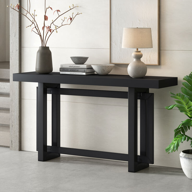 Contemporary Console Table with Industrialinspired Concrete Wood Top, Extra Long Entryway Table for Entryway, Hallway, Living Room, Foyer, Corridor