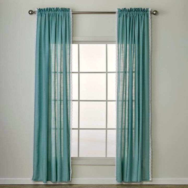 SKL Home By Saturday Knight Ltd Catherine Crochet Window Curtain Panel Pair - 2-Pack - 104X84", Teal