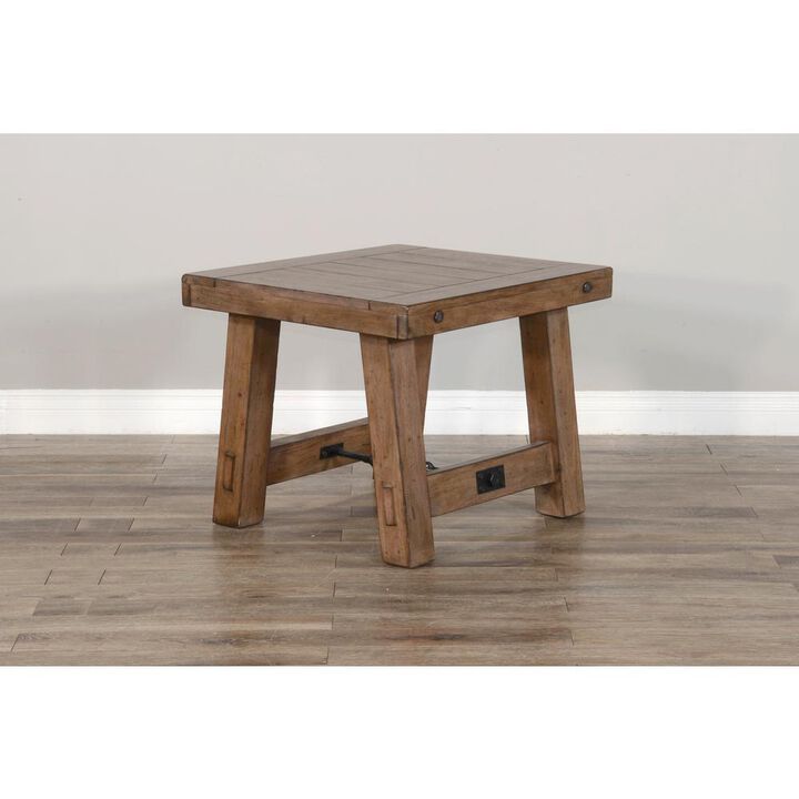 Sunny Designs Doe Valley 25 Mahogany Wood End Table in Taupe Brown