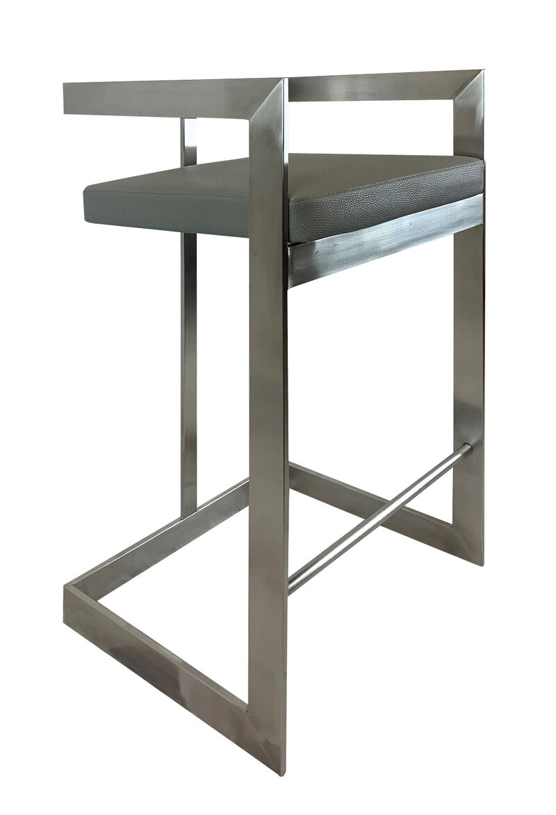 Bar Chair, 26", Gray, Stainless Steel Base