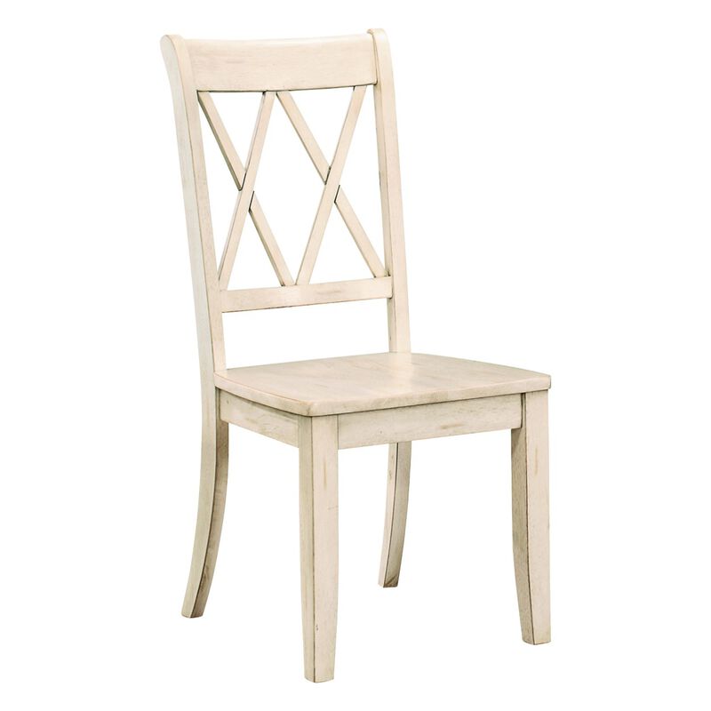 Casual Finish Side Chairs Set of 2 Pine Veneer Transitional Double-X Back Design Dining Room Furniture