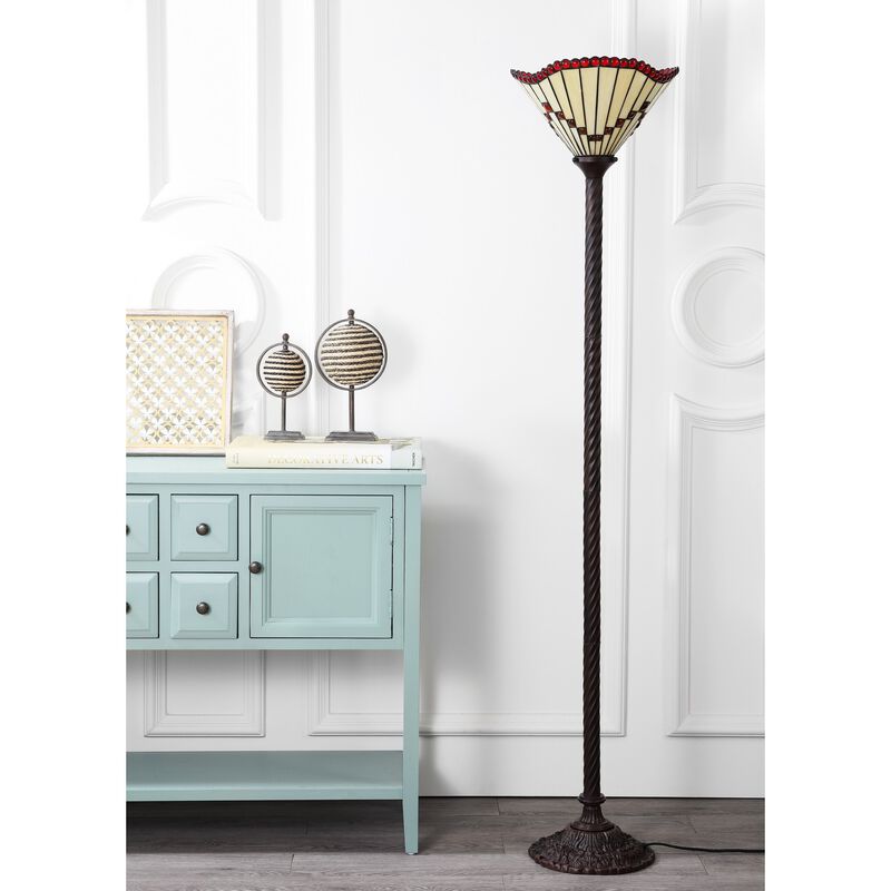 Smith Tiffany-Style 70.5" Torchiere LED Floor Lamp, Bronze