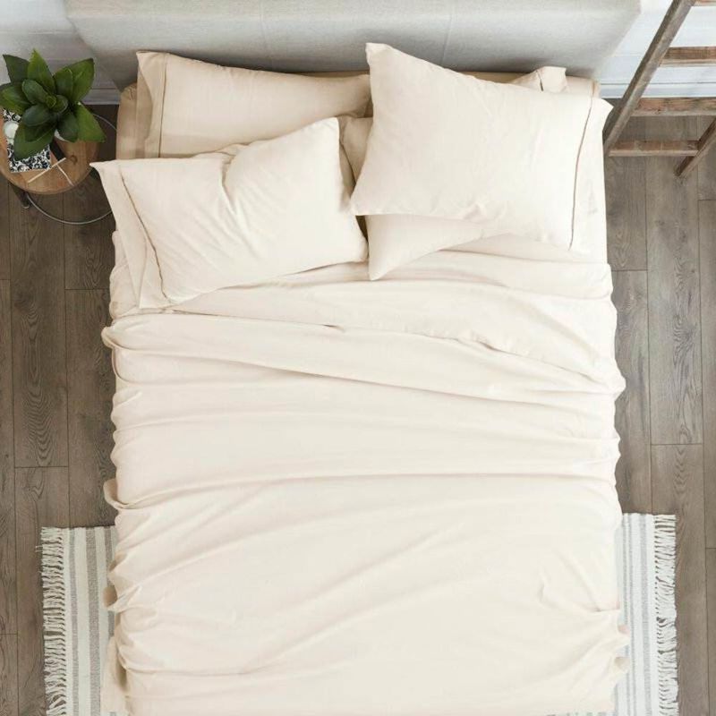 Ivory Beige 6-Piece Wrinkle Resistant Microfiber/Polyester Sheet Set