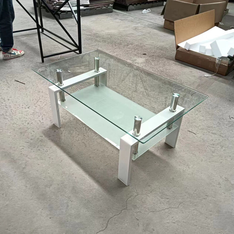 Tempered Clear Glass Coffee Table, 2Layers Coffee Table Living Room Center Table