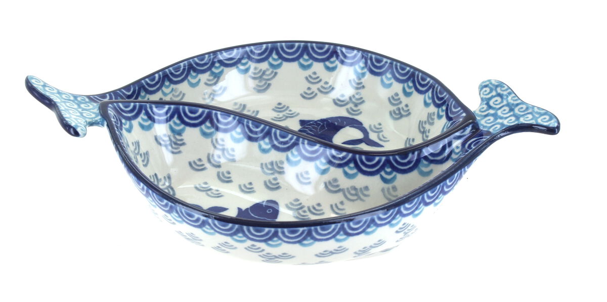 Blue Rose Polish Pottery Teresa Yin-Yang Fish Dish