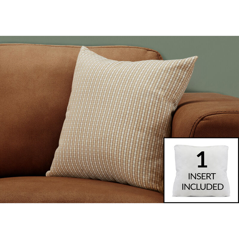 Monarch Specialties I 9228 Pillows, 18 X 18 Square, Insert Included, Decorative Throw, Accent, Sofa, Couch, Bedroom, Polyester, Hypoallergenic, Brown, Modern