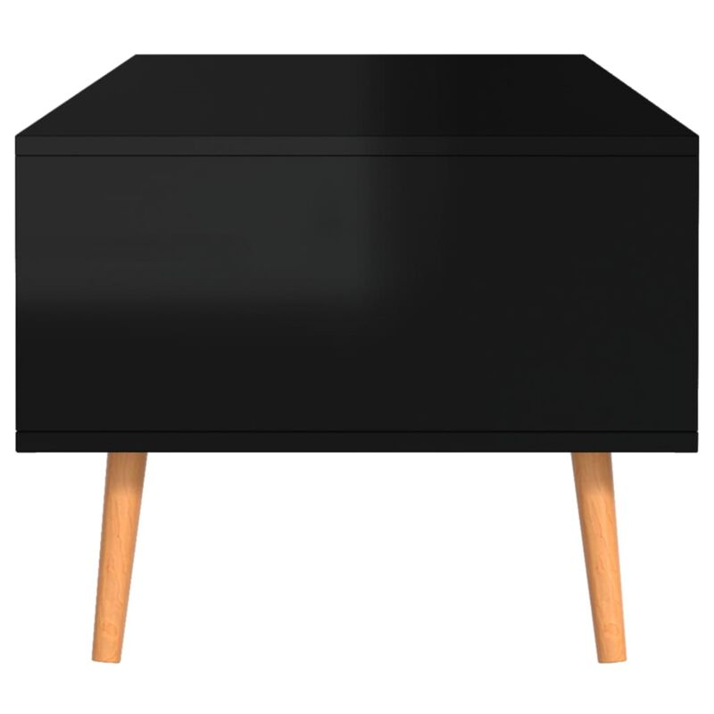 vidaXL, High Gloss Black Coffee Table in Engineered Wood - Sturdy Rectangular Table for Living Room - Easy to Assembly