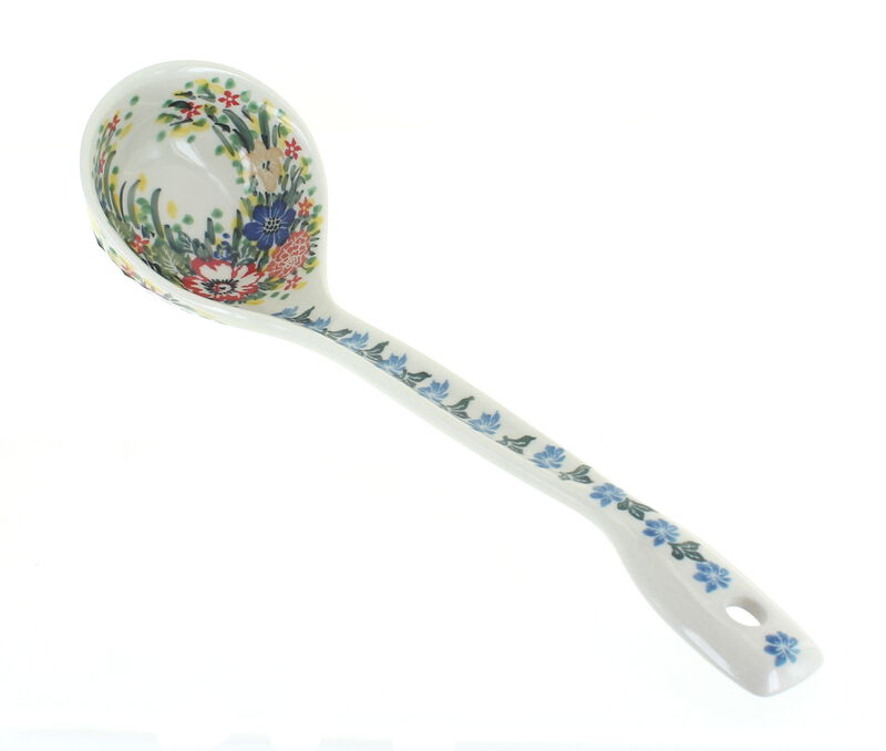 Blue Rose Polish Pottery Hummingbird Ladle