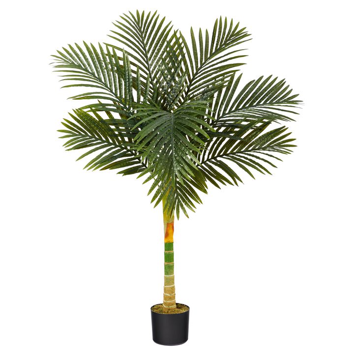 HomPlanti 4 Feet Single Stalk Golden Cane Artificial Palm Tree