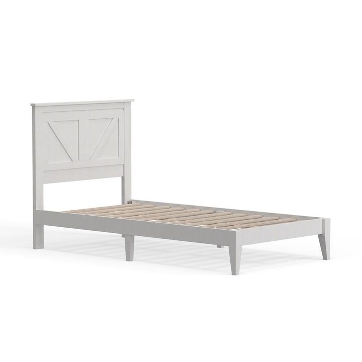 Glenwillow Home Farmhouse Wood Platform Bed in Twin - White