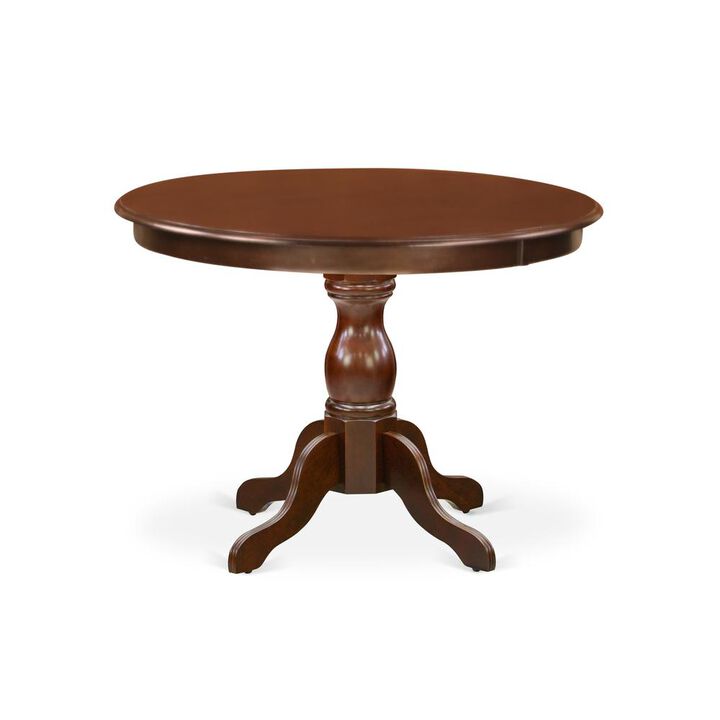 East West Furniture HBT-MAH-TP East West Furniture Gorgeous Dinette Table with Mahogany Color Table Top Surface and Asian Wood Dining Table Pedestal Legs - Mahogany Finish