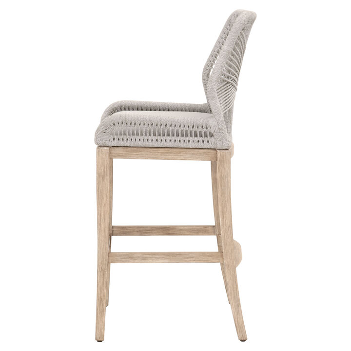 Loom Outdoor Barstool in Taupe & White