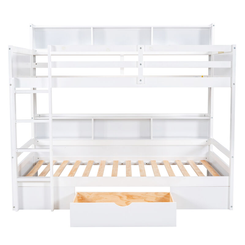 Merax Modern Bunk Bed with Built-in Shelves