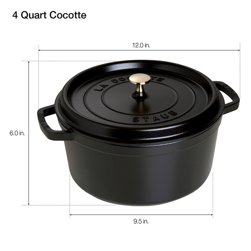 Staub Cast Iron Round Cocotte, Dutch Oven, 4-quart, serves 3-4, Made in France, Turquoise