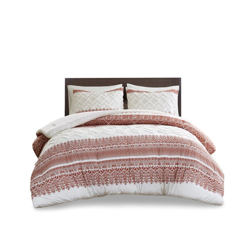 Gracie Mills Robbins 3-Piece Cotton Comforter Set with Chenille Tufting