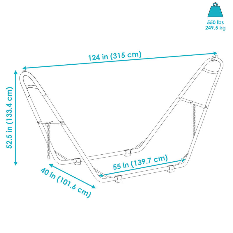 Sunnydaze Powder-Coated Steel Universal Hammock Stand - 124 in