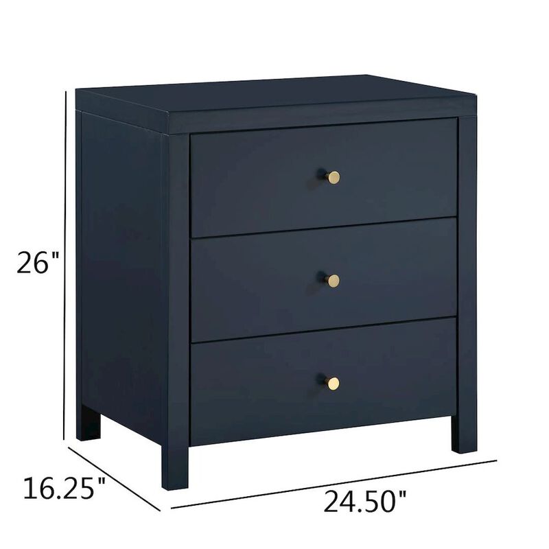 Nolan 3-drawer Nightstand - Midnight Blue