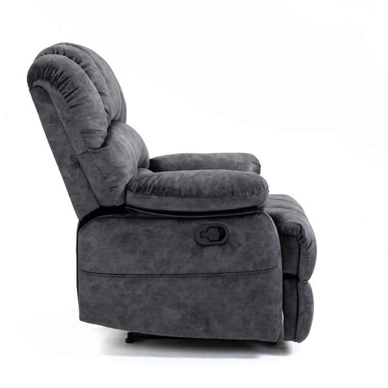 Large Manual Recliner Chair In Fabric For Living Room, Gray