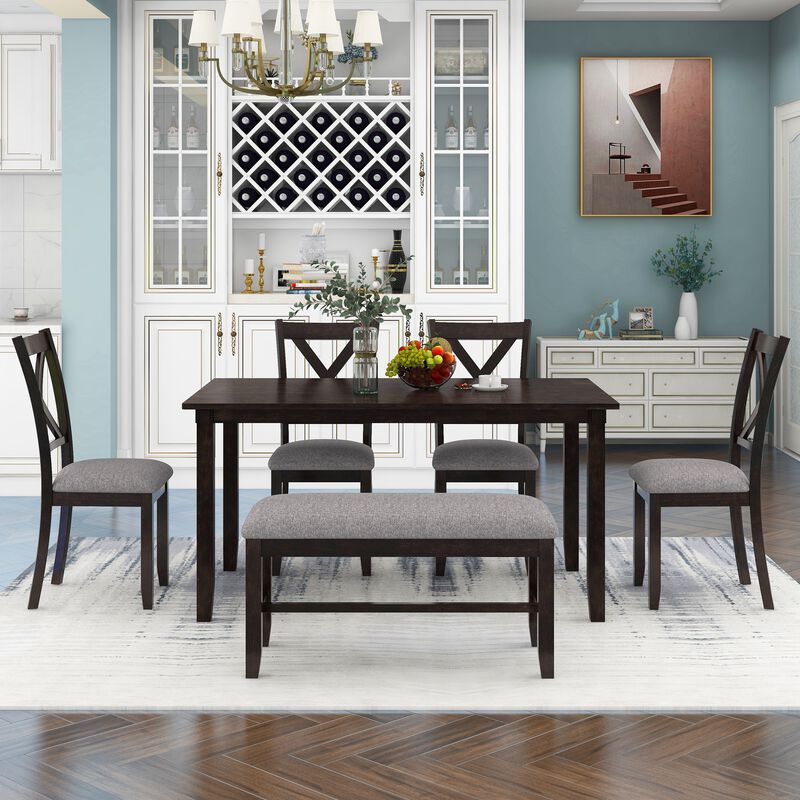 Merax Rustic 6-Piece Kitchen Dining Table Set