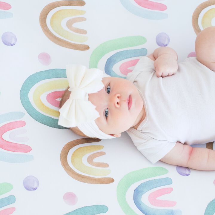 Super Soft Fitted Crib Sheet - Blue Rainbow