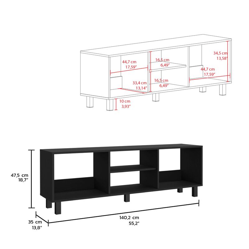 Eclipse Living Room Duo Set with TV Stand And Coffee Table with Steel Accents-Black