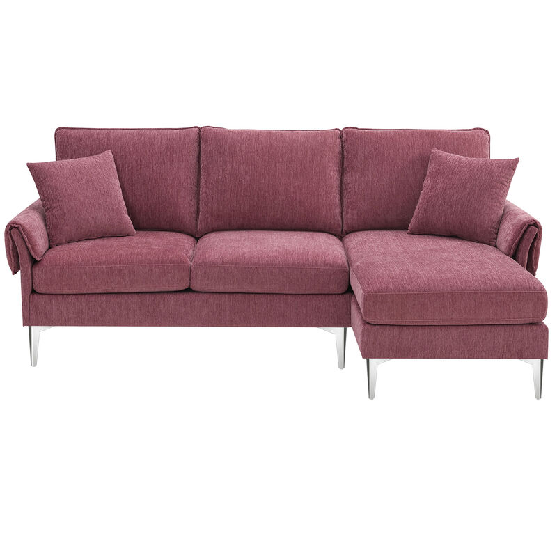 84 " Convertible Sectional Sofa, Modern Chenille L-Shaped Sofa Couch with Reversible Chaise Lounge
