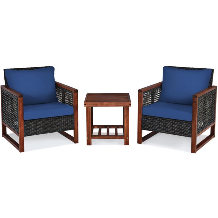 Hivvago 3 Pieces Acacia Wood Patio Furniture Set with Coffee Table