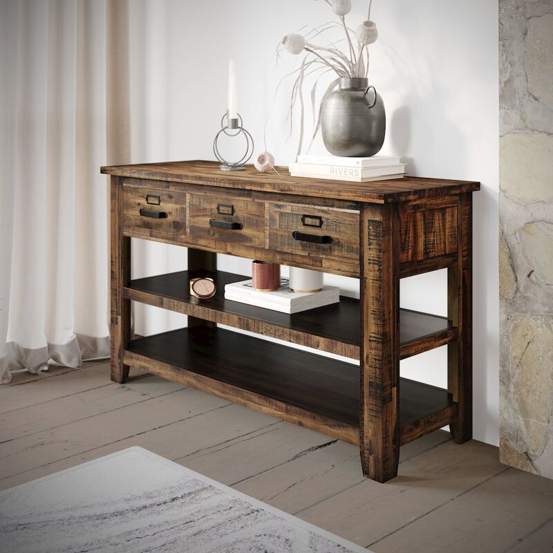 Jofran Cannon Valley Distressed Industrial 50 Sofa Table