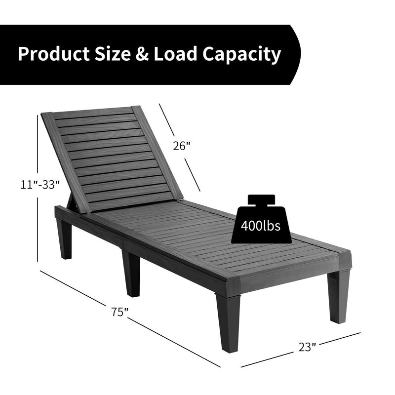 Outdoor Recliner Chair with 5-Position Adjustable Backrest-Black