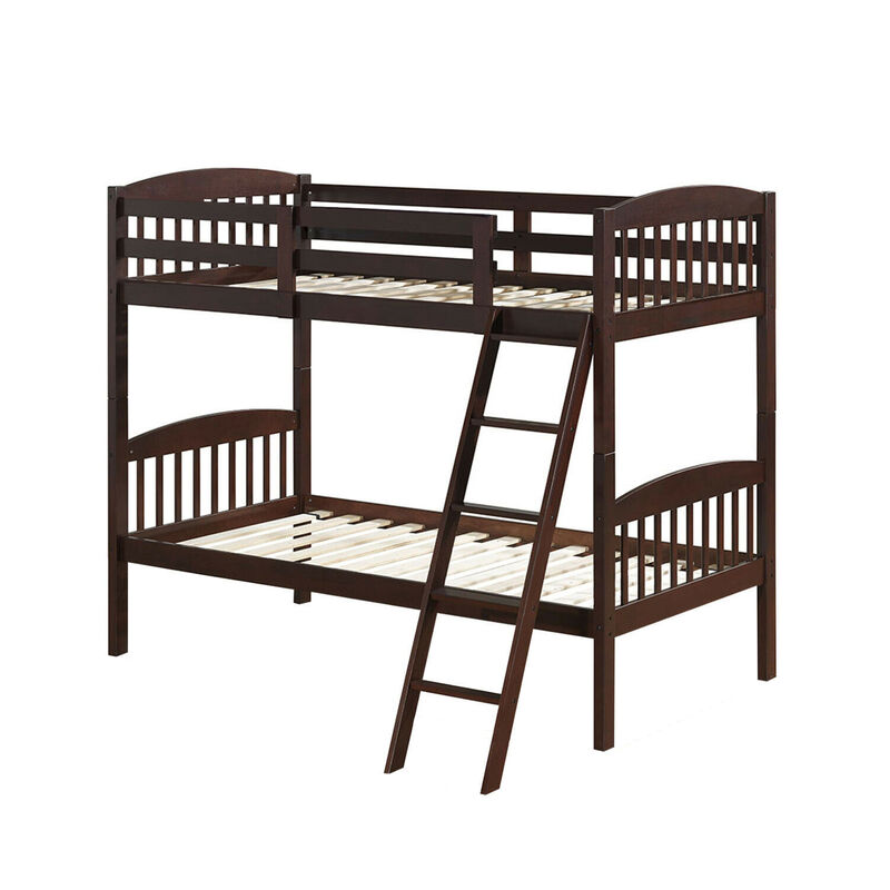 Hardwood Twin Bunk Beds with Individual Kid Bed Ladder