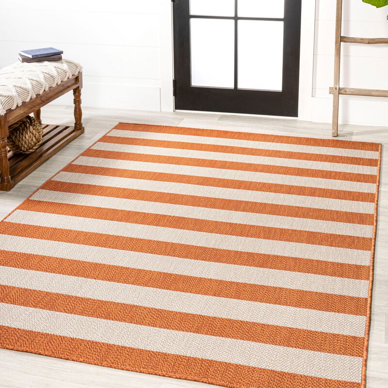 Negril Two Tone Wide Stripe Indoor/Outdoor Area Rug