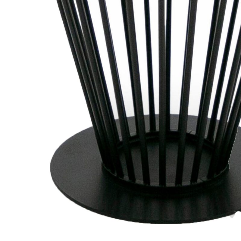 47 Inch Dining Table, Round Top, Modern Black Iron Metal Pedestal Base - Benzara